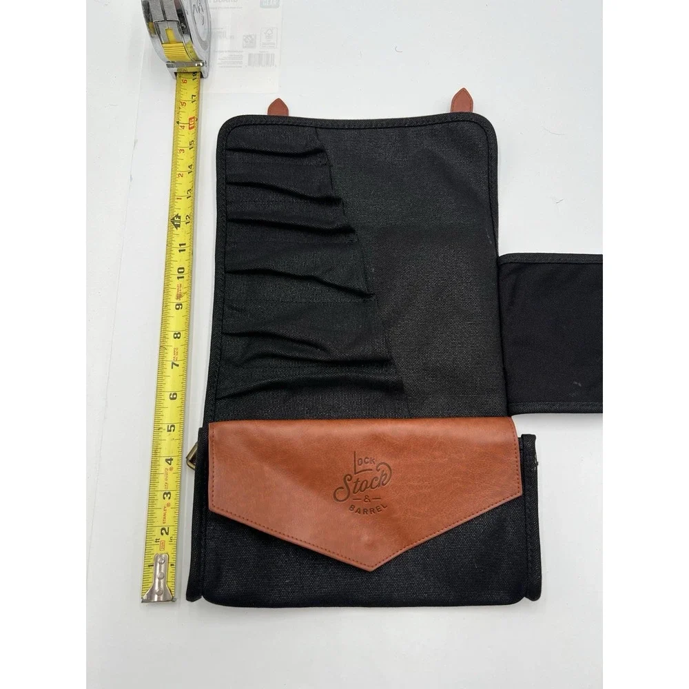 Gentlemen's Hardware GEN091 Charcoal Tool Roll Black Canvas Brown Buckle Tool